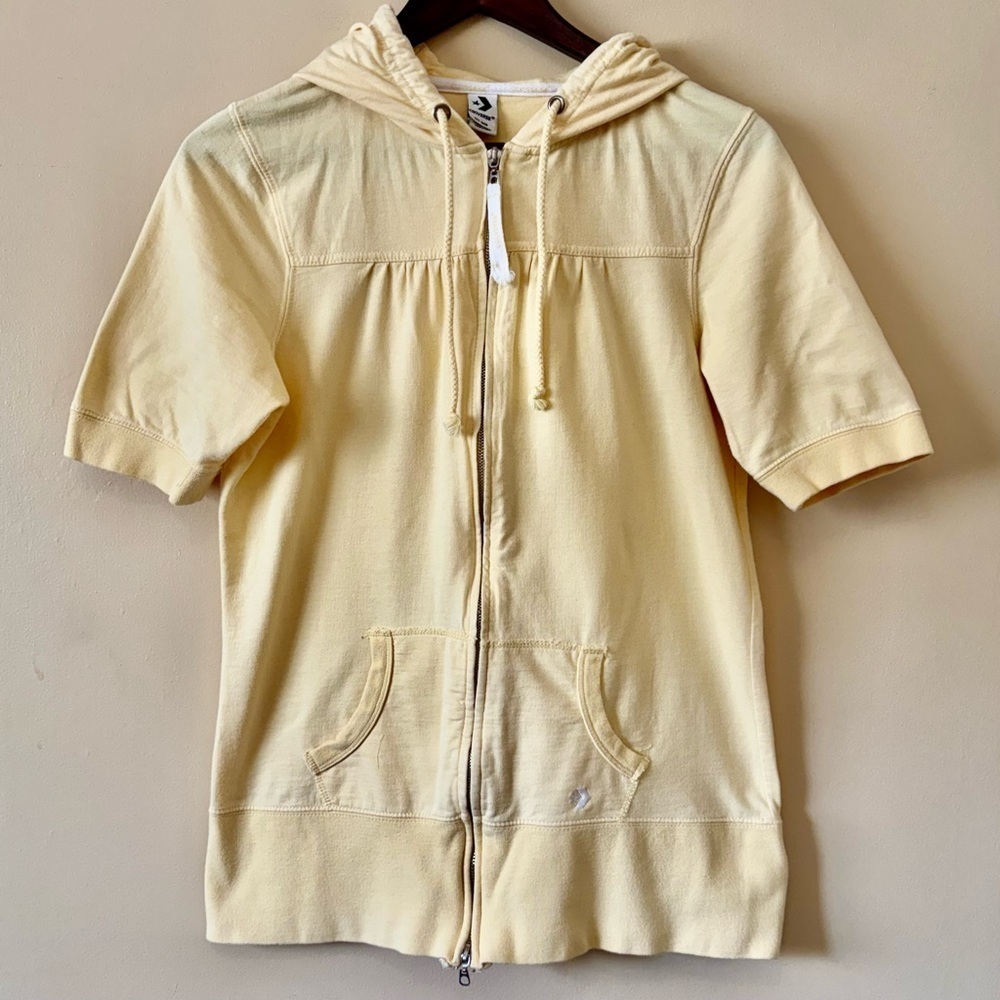Converse| Casual Light Yellow Short Sleeve Knit Hoodie Sz L